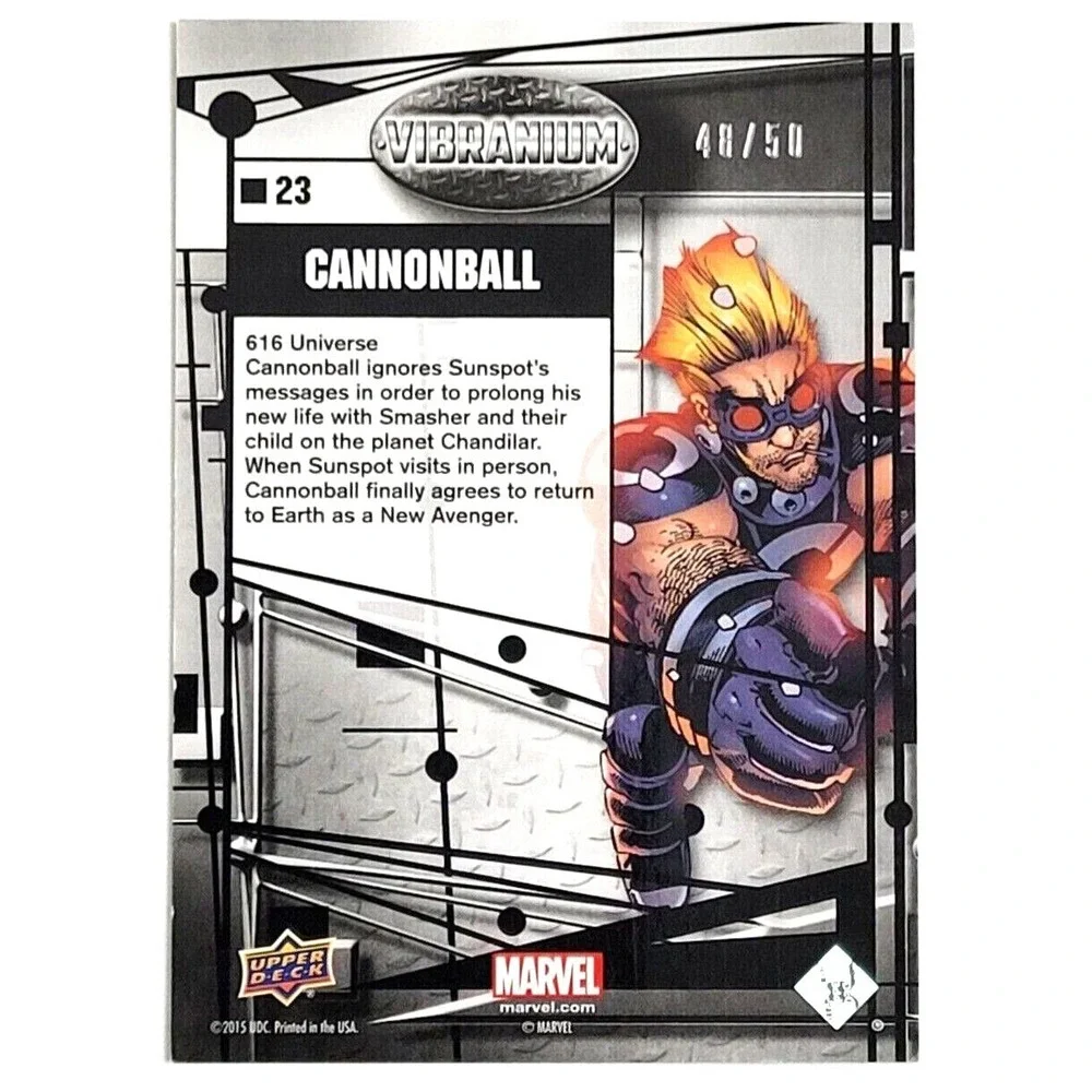 2015 MARVEL VIBRANIUM - CANNONBALL - RADIANCE #D 48/50 UPPER DECK‎ MCU